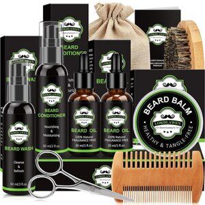 Beard Kit for Men with Beard Wash, Beard Conditioner, Beard Oil, Beard Balm